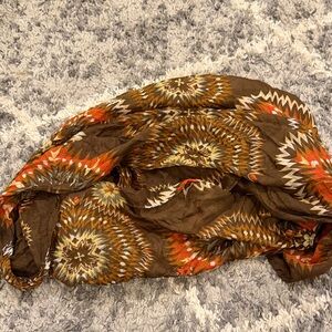 Brown and Orange Patterned Scarf